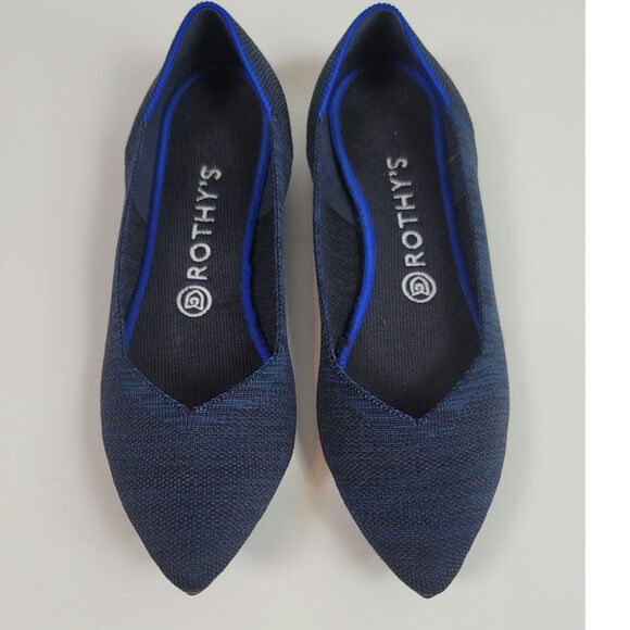 ROTHY'S THE POINT FLATS IN INDIGO HEATHER, SZ 9 - Picture 6 of 14